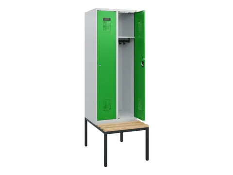 locker met bank,HxBxD 1950x600x815mm,2vak,vak B 300mm,cilinderslot