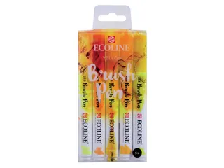 Brushpen Talens Ecoline set-geel blister à 5 stuks assorti - 1