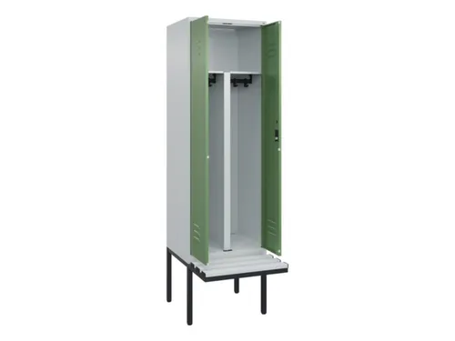 PBM-locker met bank,HxBxD 2120x600x815mm,2vak,vak B 300mm,cil.-slot