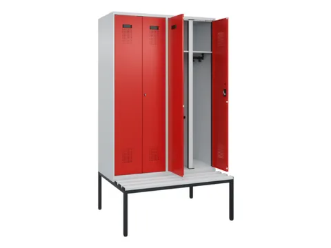 locker met bank,voor scheiding van kleding,HxBxD 2120x1200x815mm,4vak