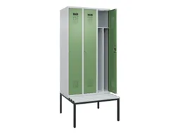 locker met bank,voor scheiding van kleding,HxBxD 2120x900x815mm,3vak