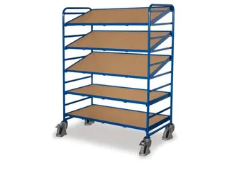 Etagewagen 250kg 1695x1350x665mm 5 Etages Hout Staalbuis - 1