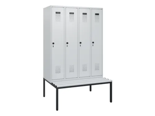 locker met bank,HxBxD 1950x1200x815mm,4vak,vak B 300mm,draaigrendel