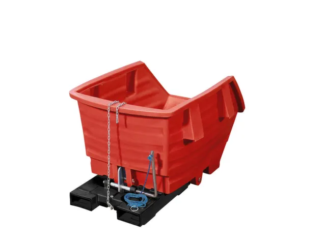 PE-kiepbak,HxLxB 625x1420x920mm,0,3m³,draagverm. 150kg,rood,vorkkoker