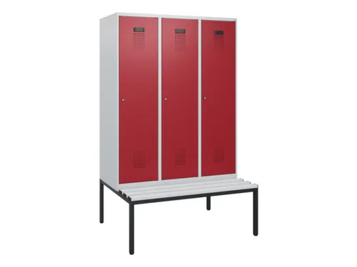locker met bank,HxBxD 1950x1200x815mm,3vak,vak B 400mm,cilinderslot
