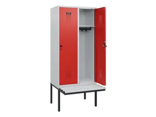 locker met bank,HxBxD 1950x800x815mm,2vak,vak B 400mm,draaigrendel - 1
