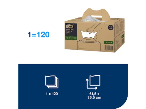 Reinigingsdoek Tork Heavy-Duty W7 vel dosering 120 doeken wit 530176