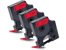 Labeltape Dymo Compatible 45017 D1 12mmx7m Zwart Op Rood