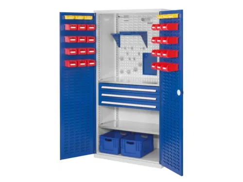 Materiaalkast Gesleufde Deuren Staal 1950x1000x600mm 3laden Ral5010