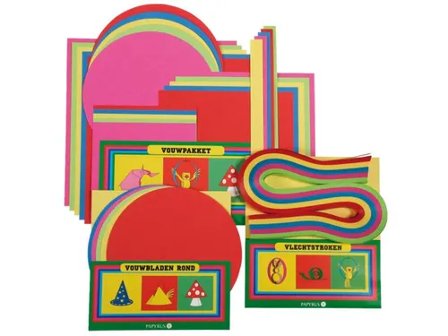 Vouwblaadjes vierkant 12x12cm 65gram assorti 90 vel