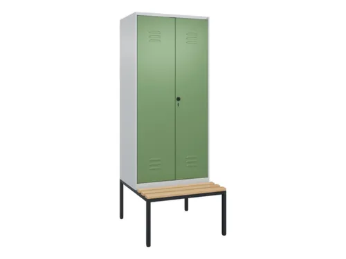 PBM-locker met bank,HxBxD 2120x800x815mm,2vak,vak B 400mm,draaigrendel