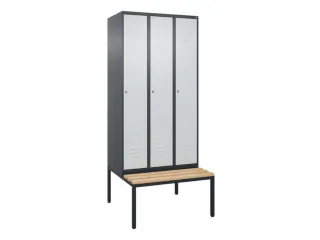 locker met bank,HxBxD 2120x900x815mm,3vak,vak B 300mm,cil.-slot - 1
