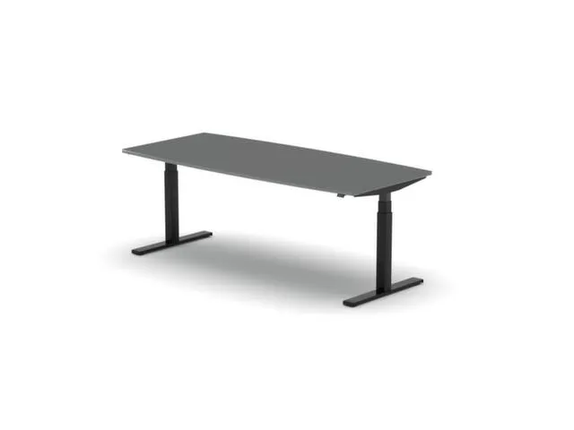 Elektrisch ihv Vergadertafel Vatvorm 2000x800mm Zwart+Donkergrijs Blad