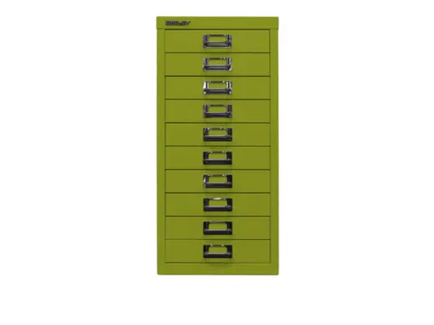 kantoor-ladekast HxBxD 590x279x380mm 10 laden romp + front groen staal