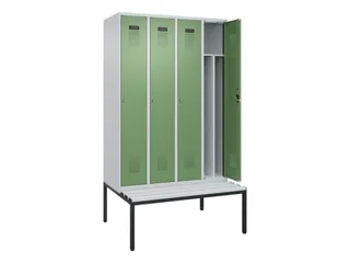 locker met bank,voor scheiding van kleding,HxBxD 2120x1200x815mm,4vak - 1