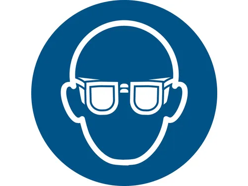 Pictogram bordje Djois Oogbescherming verplicht Ø200mm blauw