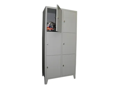 lockerkast,HxBxD 1850x800x500mm,2x3vakken,RAL7035,front RAL7035