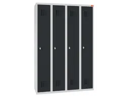 lockerkast,HxBxD 1800x1200x500mm,4vak,draaigrendel,sokkel,romp RAL7035