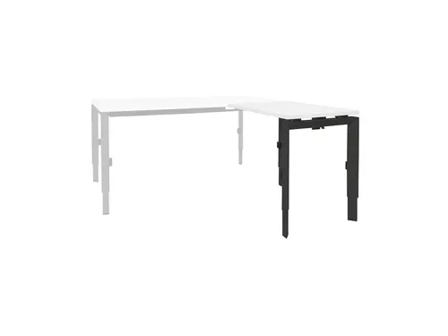 Bureau Linesto N3 aanbouwtafel 80x60cm krijtwit 25mm zwart