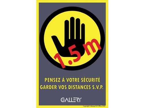 Sticker Waarschuwing Houd 1,5 Meter Afstand A5 Frans