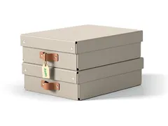 Puro opbergdoos medium laag A4 8 liter beige 2 stuks