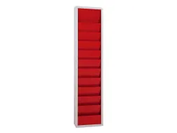 orderplanner,10vakken,HxBxD 1278x315x74mm,plank(en) plaatstaal,rood