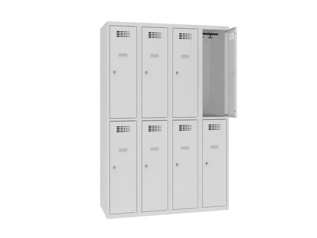 Dubbeldekse lockerkast,HxBxD 1800x1200x500mm,4x2vak.,draaigrendel