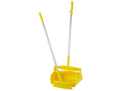 Vikan Hygiene stofblik + veger combinatieset alu steel 840mm Geel