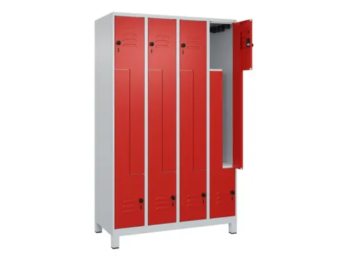 Z-garderobekast,HxBxD 1950x1200x500mm,vak B 150/300mm,draaigrendel