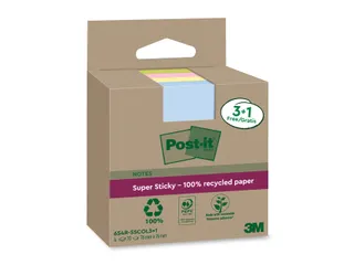 Memoblok 3M Post-it 654 RSSCOL 76x76mm assorti kleur 3+1 gratis - 2