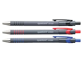 Balpen Quantore rubbergrip drukknop rood medium - 3