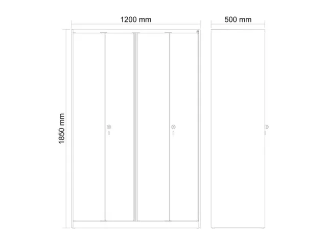 locker voor scheiding van kleding,HxBxD 1850x1200x500mm,4vak