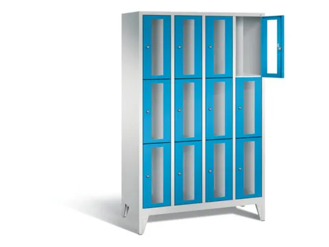 lockerkast 1850x1190x500mm 4x3 vakken Cilinderslot Poten, RAL5012