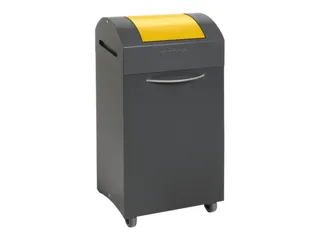 Afvalbak 60 Liter 650x380x320mm Plaatstaal 2 Wielen Klep Geel - 1