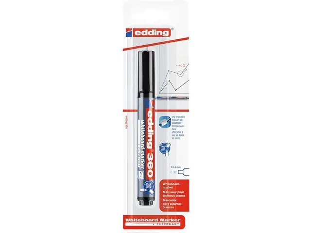 Whiteboardmarker edding 360 rond 1.5-3mm zwart blister