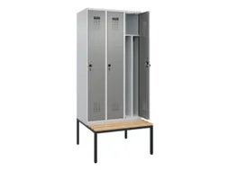 locker met bank,voor scheiding van kleding,HxBxD 2120x900x815mm,3vak