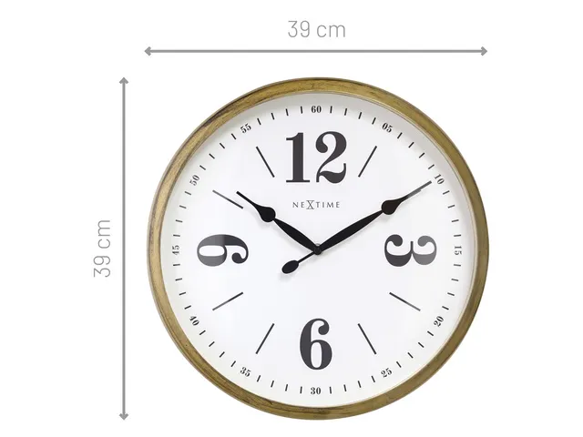 Landelijke wandklok - 39cm - Stille klok - Wit/ Goud- NeXtime "Classic
