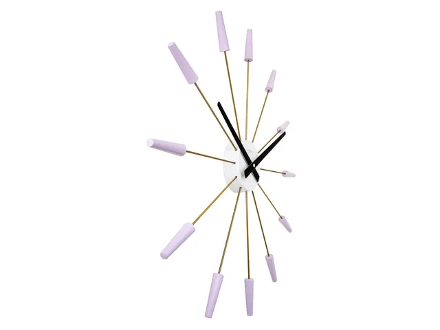 Wandklok NeXtime Plug Inn 58cm lavendel RVS