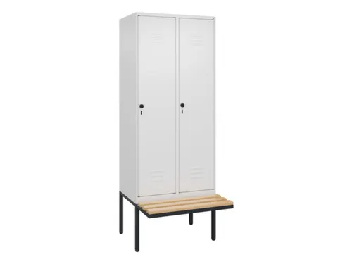 locker met bank,HxBxD 2120x800x815mm,2vak,vak B 400mm,draaigrendel
