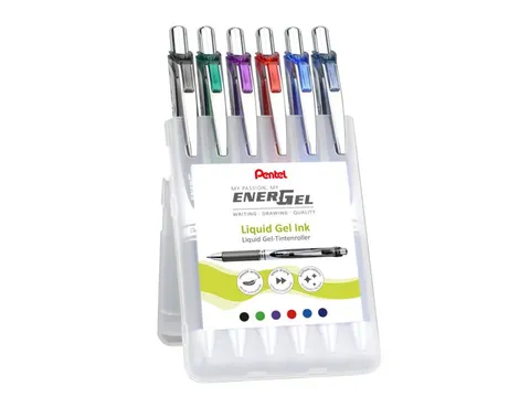 Gelschrijver Pentel BL77 Energel medium assorti etui à 6 stuks