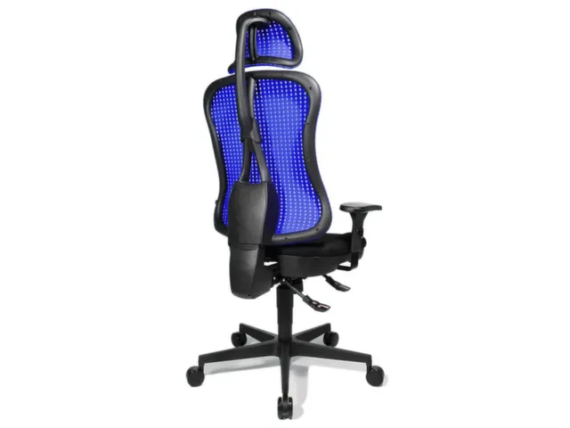 Siège Bureau Pivotant Assise Noir Dossier Maille Bleu