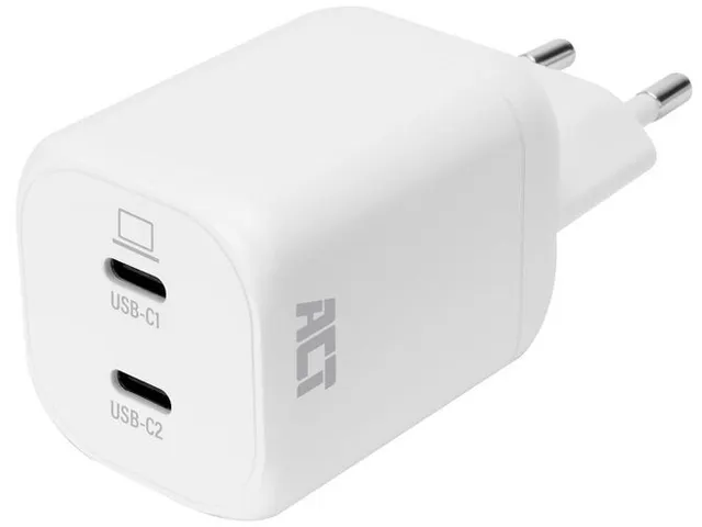 Oplader ACT USB-C 100W 2-poorts PD, PPS, AVS, QC, Ganfast