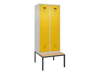 locker met bank,voor scheiding van kleding,HxBxD 2120x800x815mm,2vak - 2