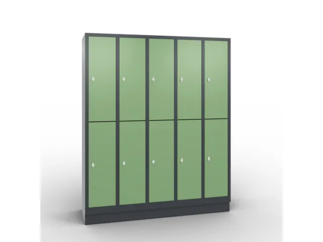 lockerkast draaigrendel 1800x1480x500 5x2vakken RAL7021 front RAL6011