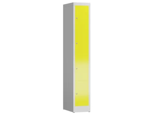 Lockerkast 1800x310x500mm 1x4 vakken cilinderslot, sokkel, RAL1018