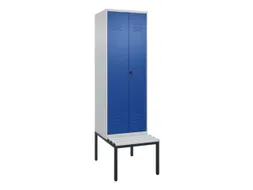 PBM-locker met bank,HxBxD 2120x600x815mm,2vak,vak B 300mm,draaigrendel