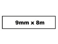 Labeltape Quantore TZE-221 9mm x 8m zwart op wit
