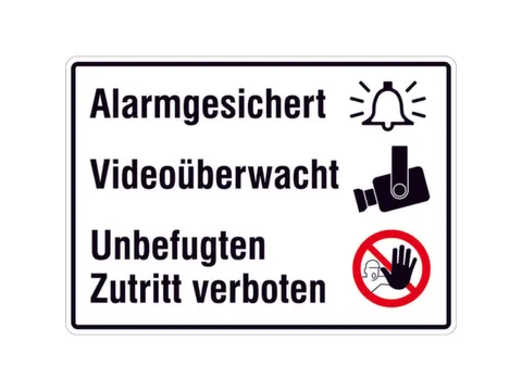 aanwijzingsbord,Beveiligd met alarm,aluminium gemerkt,gemoffeld