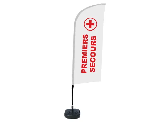 Promotievlag Alu Wind complete set "Premiers secours" wit/rood ECO