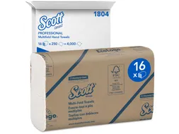 Handdoek Scott m-vouw 1-laags 23x23,5cm 16x250stuks wit 1804